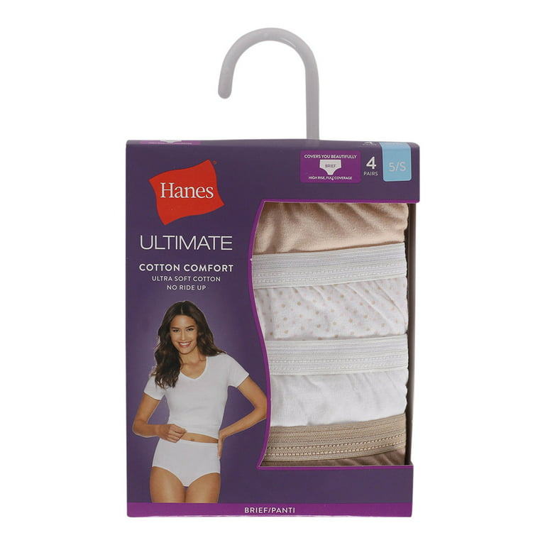 Hanes Women's Platinum Cotton Creations Comfort Briefs - 4 Pack, Assorted, 6