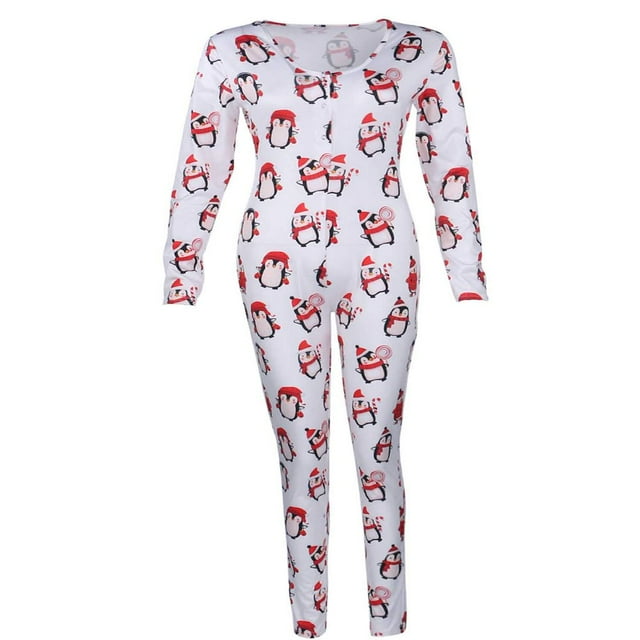 Womens One Piece Sleepwear Cartoons Print Pajamas Jumpsuit Rompers