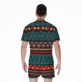 thumbnail image 2 of Teal And Brown Aztec Pattern Short Sleeve Men'S Rompers Casual Summer Jumpsuits Outfit, 2 of 4