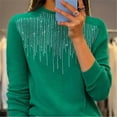 thumbnail image 2 of Womens Sweaters Semi Turtleneck Sequin Knit Sweater Long Sleeve Warm Autumn Winter Base Pullover Top Xl Size Sweaters For Women, 2 of 4