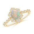 thumbnail image 1 of Angara Natural Opal Ring - Oval Opal Trillium Floral Shank Ring in 14K Yellow Gold for Women (Ring Size = 4), 1 of 8