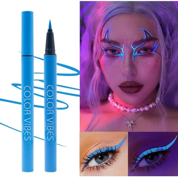 Awwp Big Sale 1*Colored Eyeliner Glow Eyeliner Colorful Eyeliner Pen Makeup Face Paint Rainbow Graphic Eyeliner Glow in the Dark for Helloween Costume Holiday Birthday Masquerades 0.5Mlblue