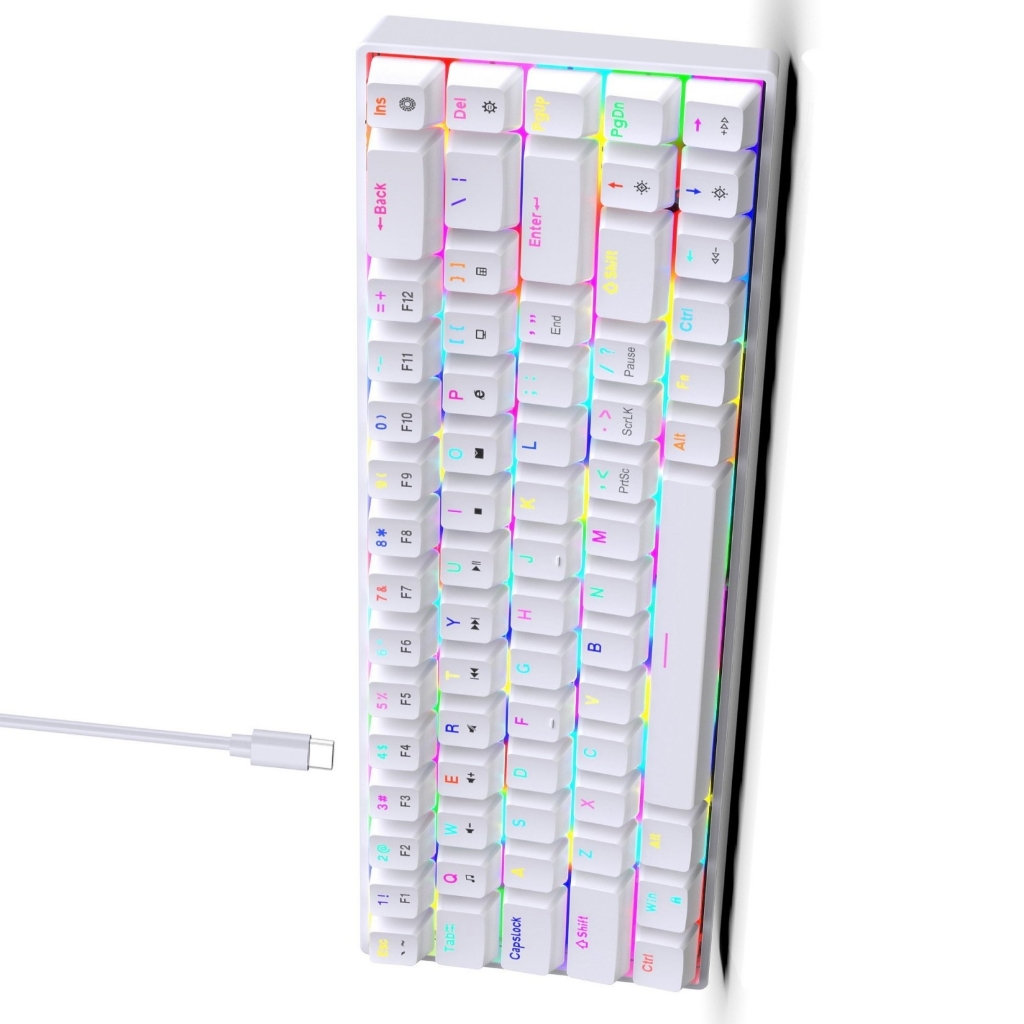Whaledi Corded Mechanical Keyboard 68 Keys Customizable Color Lighting Dynamic Color