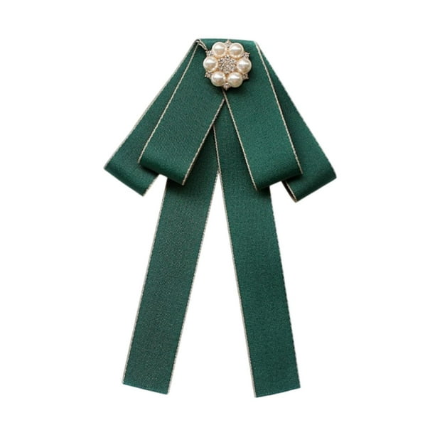 Broche de lazo con lazo, broche de cuello de moda para mujer, elegante corbata de cuello verde