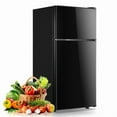thumbnail image 2 of Mini Fridge with Freezer, 2.4 Cu.ft Compact Dual-Door Refrigerator for Bedroom, Dorm, Office, Black, 2 of 7