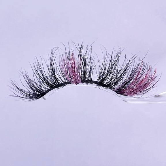 Nvzi-c Colored Eyelashes Mink Glitter Lashes , Fluffy Colorful Lash Clusters, Dramatic Long Thick Cat Fox Eye Lashes Full Curly False Eyelash, 3d D Curl Salon Extensions Strip 1 Pairs（57A-92CS）