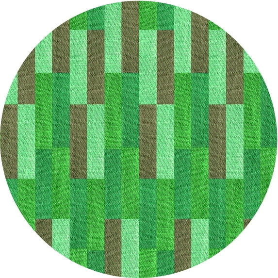 Ahgly Company Machine Washable Indoor Round Transitional Dark Lime Green Area Rugs, 8' Round