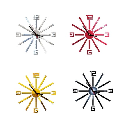 HONMEET Stylish Plated Silver Acrylic Wall Clock for Living Room and Office with Clear Time Display