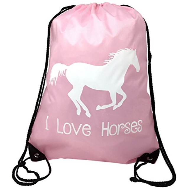 funabaloo horse backpackpink,"i love horses" drawstring bag cute