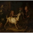 thumbnail image 2 of Johann Heinrich Roos 12x12 Gold Ornate Wood Frame and Double Matted Museum Art Print Titled - Children Feeding Goats, 2 of 4