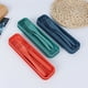 thumbnail image 3 of Zhuge Juego de 2 utensilios de viaje portátiles, cuchillo, tenedor y cuchara de paja de trigo reutilizables, vajilla para viajes, picnic, camping o uso diario (azul), 3 of 5
