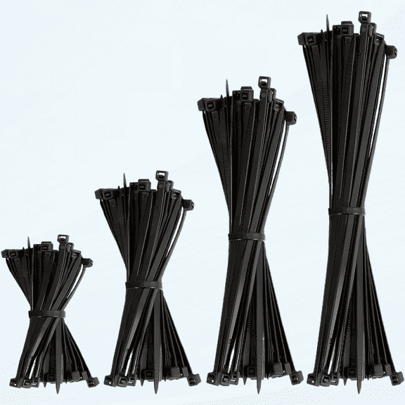 Cable Ties - 120 Mixed Pack 3.6mm Nylon Black Zip Ties, Tie Wraps Assorted Small 100/150/200mm and Long 300mm (4/6/8/12 inch, 30pcs/Size)