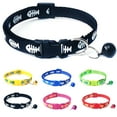 thumbnail image 2 of UDIYO Pets Dog Cat Fish Bone Print Bell Buckle Adjustable Collar Necklace Neck Strap, 2 of 7