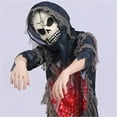 thumbnail image 6 of Huowey Halloween Fall Clothes Toddler Boy Halloween Grim Reaper Clothing For Kids Glow In The Dark Halloween Phantom Jumpsuit With Scythe Belt,Skull Mask And Glove,Black,5-7 Years, 6 of 9