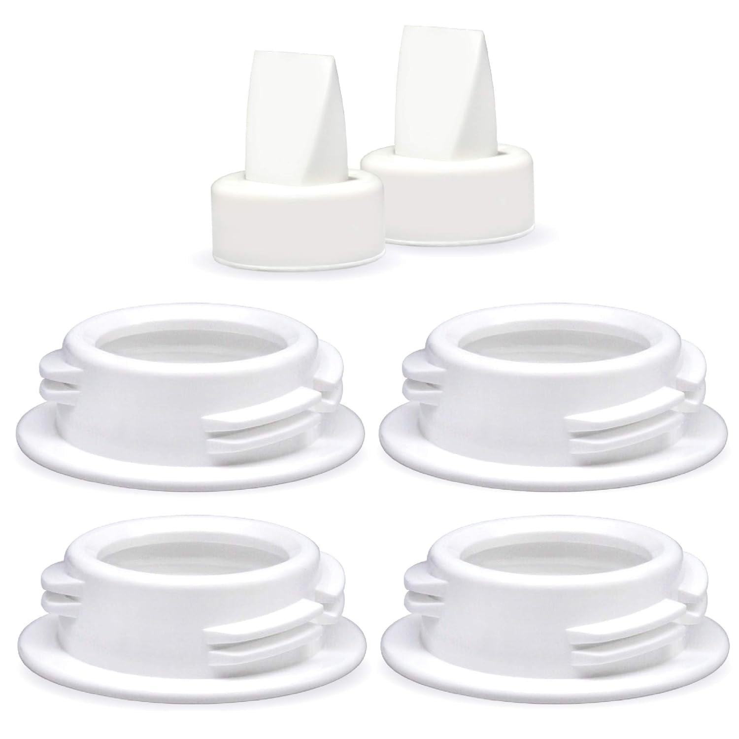 Maymom Baby Bottle Thread Changer; Allow Spectra S1 S2 Pumps Wide Mouth Flanges to be Compatible with Medela Bottles; Incl. Duckbills