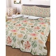 thumbnail image 3 of Quilts Twin XL Size, Floral Leaves, Soft Comforter Bedding Set for Bed, Country Farmhouse Plant Blossom Herb Lightweight Quilted Bedspread with Pillow Cover(2 Pieces) for All Season, 68x98 Inch, 3 of 6
