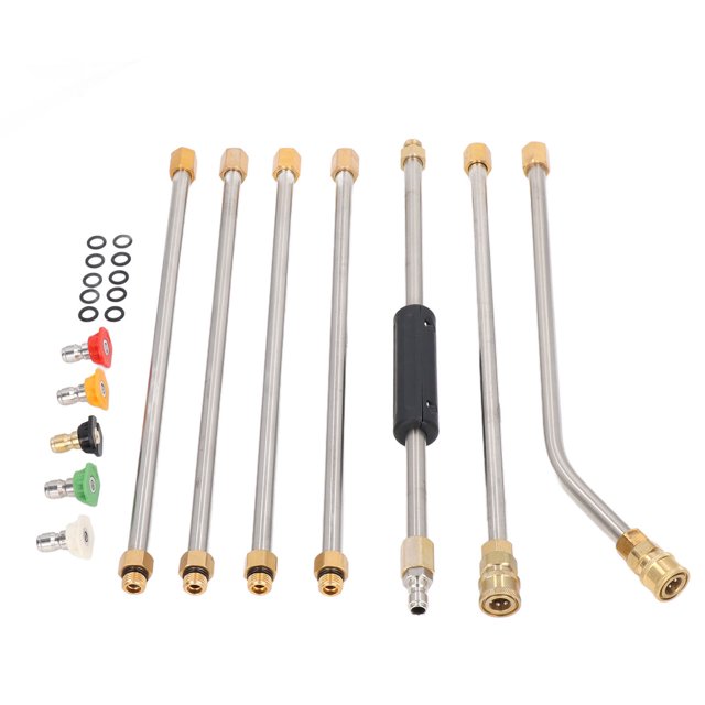 Power Washer Extension Wand, Rustproof Gutter Tool With 5 Nozzle Tips For Car