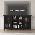thumbnail image 2 of Modern Black Wood TV Stand for 65 Inch TVs – 59 Inch Media Entertainment Center with Storage Cabinets – Sturdy Console Table with Cable Management, Color: Black, 2 of 7