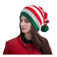 thumbnail image 1 of Chapeau en Laine Tricoté Père Noël avec Rayures Rouges et Vertes pour Hommes et Femmes en Automne Hiver Chaud Confortable Longue Queue Foulard Chapeau Gants Ensemble Femmes Foulard Gants Ensemble Hommes Blanc Taille Unique, 1 of 3