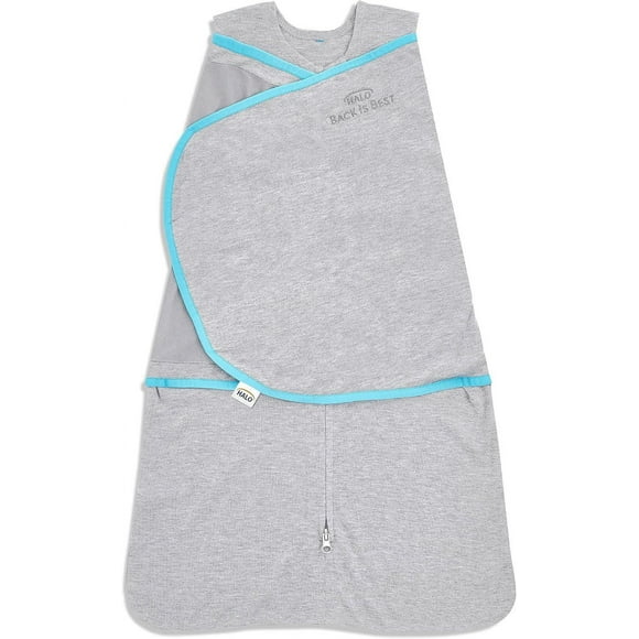 Halo Baby Sleepsack Swaddle Wearable Blanket, 3-Way Adjustable Infant Sleepsack , TOG 1.5, Ideal Temp, Heather Grey/Aqua, Small