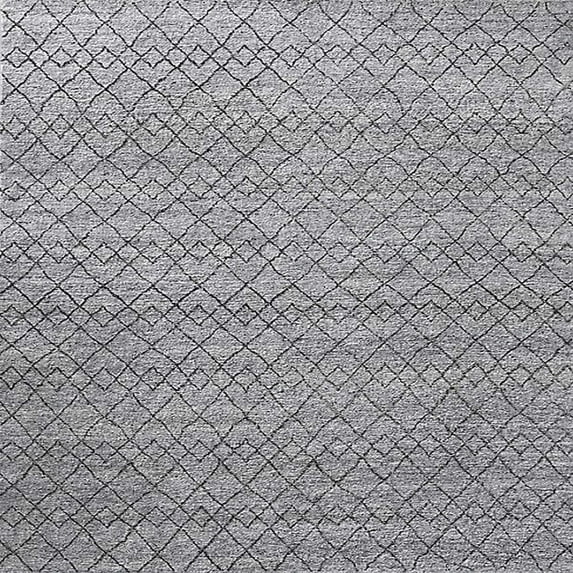 Ahgly Company Machine Washable Indoor Square Industrial Modern Metallic Silver Gray Area Rugs, 8' Square