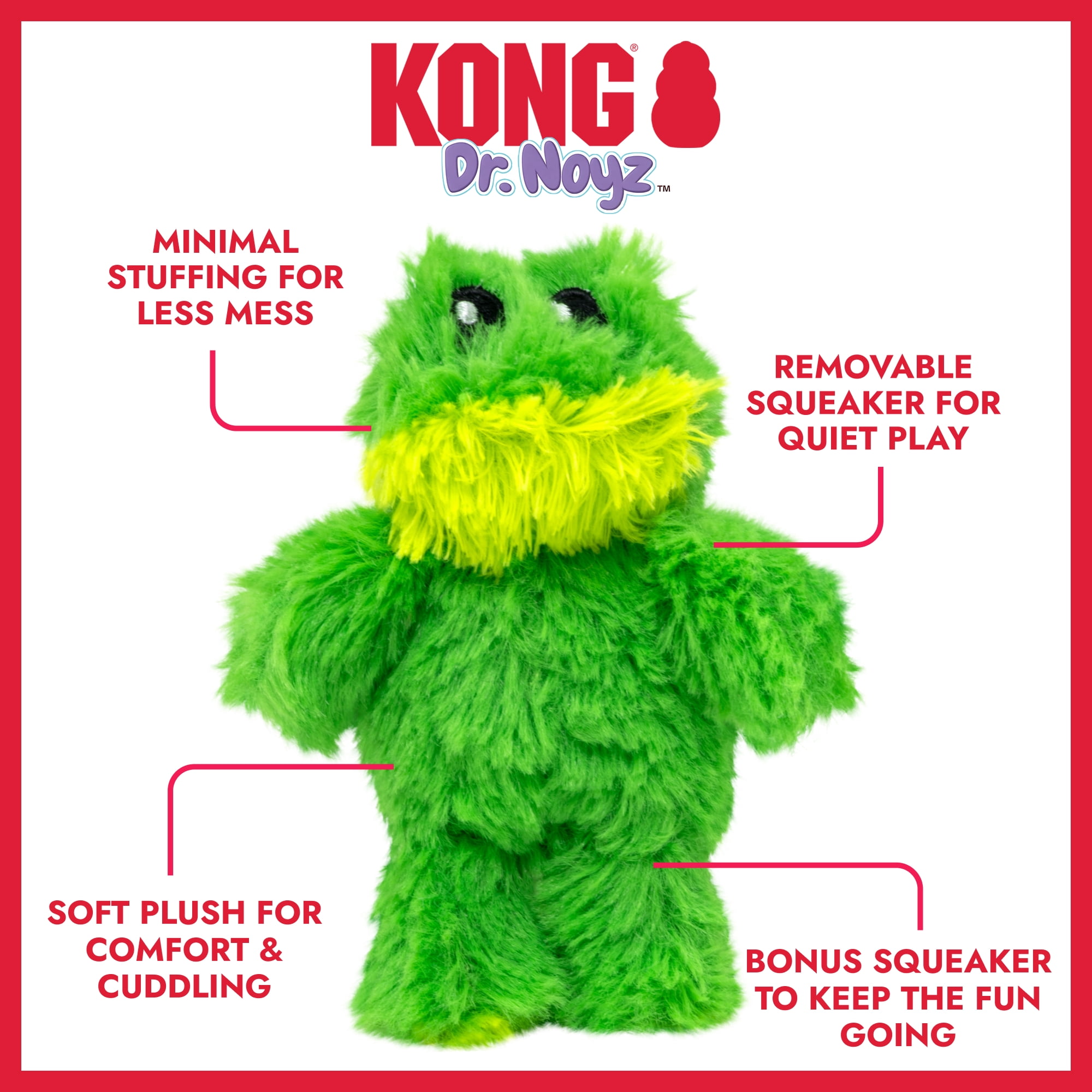 KONG® Dr.Noyz Dog Toy with Squeaker, Frog, XS for Dogs Up to 5 lbs