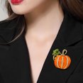 thumbnail image 3 of Rhinestone Pumpkin Brooch Pin for Women Gold Tone Fashion Enamel Halloween Green Leaf Brooches Lapel Pins Hat Bag Suit Dress Jewelry Gift, 3 of 6