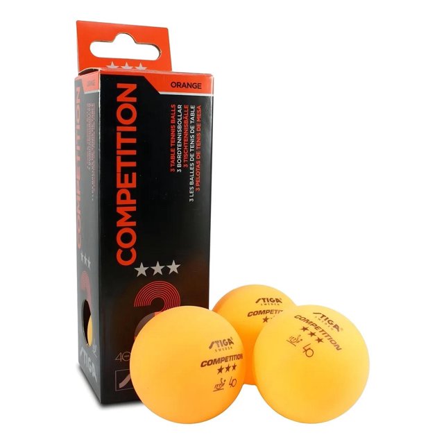 Pelota Ping Pong Caja Con 3 Piezas Stiga Competition naranja