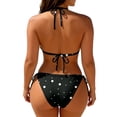 thumbnail image 5 of Two Piece Swimsuit for Women, Full Coverage Bikini, Womens Bikini Swimsuits, Swimsuit Bikini, Women Polka Dot Bikini Sets Sexy Halter String Triangle High Cut Cheeky 2 Piece Bathing Suit, Black L, 5 of 5
