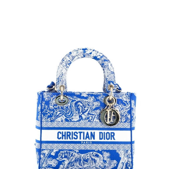 Pre-Owned Toile de Jouy Lady D-Lite Bag Embroidered Canvas By Rebag
