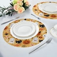 thumbnail image 5 of GZHJMY Halloween Pumpkin Skeleton Pattern Round Placemats, Durable Non-Slip Table Mat Heat and Stain Resistant Placemat for Kitchen Table Outdoor BBQ Activities, 4PCS, 5 of 6