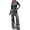 A-Black260, variant on Womens Matching Sets Tops Flare Pants Long Sleeve Striped Ribbed Knit Elastic Waist with Pockets Home Loungewear clothing sets