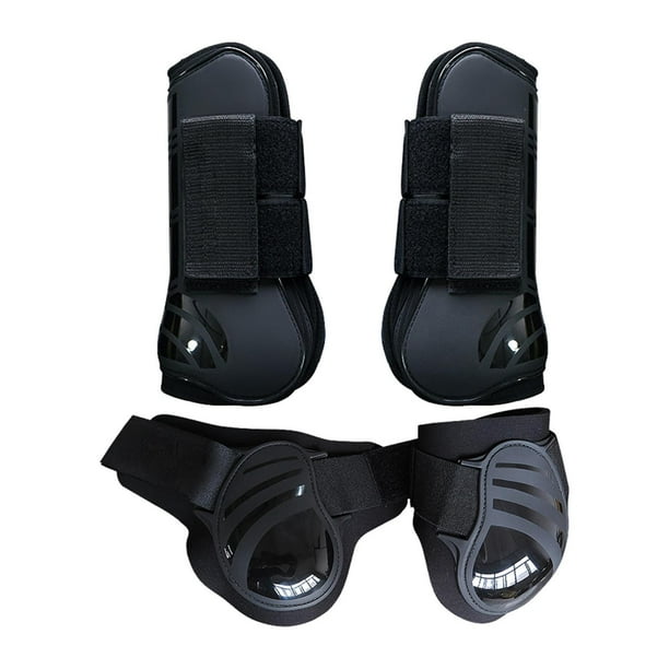 de 4 envolturas de botas de protección para piernas , botas de frontal y tendones para caballos - Absorbe los y , Negro M