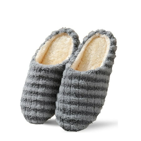 

Women s House Soft Plush Shoes Gift for Women Ladies Slippers with Indoor & Outdoor Anti-Skid Rubber Sole Gray Size 6-7