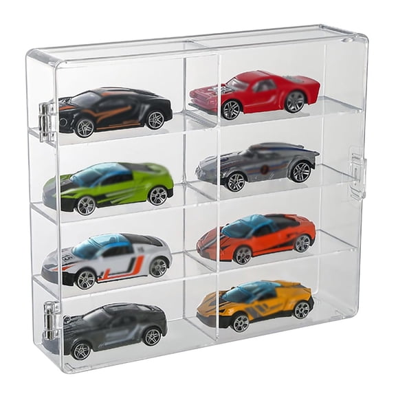 8-Grid Acrylic Display Rack Storage Box Christmas Gift – Wall-Mounted Stackable Organizer for 1:64 Hot Wheels Matchbox Cars & Small Toys