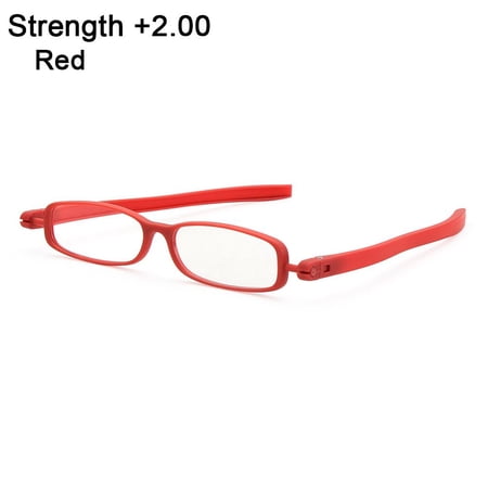 Women Men Light weight Reading Computer Vision Care Folding Reading Glasses Presbyopia Eyeglasses Eyewear 360 degree Rotation RED STRENGTH +2.00