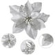 thumbnail image 5 of Bewildely 15/5 uds, polvo de brillo de flores artificiales de Navidad, adornos de árbol de Navidad DIY, flores falsas, decoraciones de Año Nuevo de Kits de decoración para fiestas plata 5PCS, 5 of 6