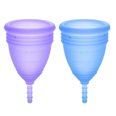Economical Feminine Alternative Protection for Sanitary Napkins and Tampons Menstrual Cup, Set of 2 Small Size, Blue and (Best Lube For Menstrual Cups)