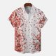 thumbnail image 3 of Camisas Negras Para Hombre Camisa de manga corta con solapa de moda de verano para hombre, Top con estampado de botones y hojas de arce (White, XL), 3 of 4