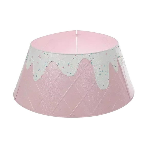 Christmas Tree Collar 7.87 Inch Glitter Ice Cream Cone Felt Tree Collar, Cloth Christmas Tree Skirt for Christmas Artificial Tree Holiday Home Decor, Ice Cream Cone, Pink