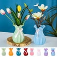 thumbnail image 2 of Grofry Light Plastic Vase Shatterproof Flower Vase with Ruffled Mouth Dried Flowers Holder with Bow for Bedroom Living Room Table Decor, 2 of 8