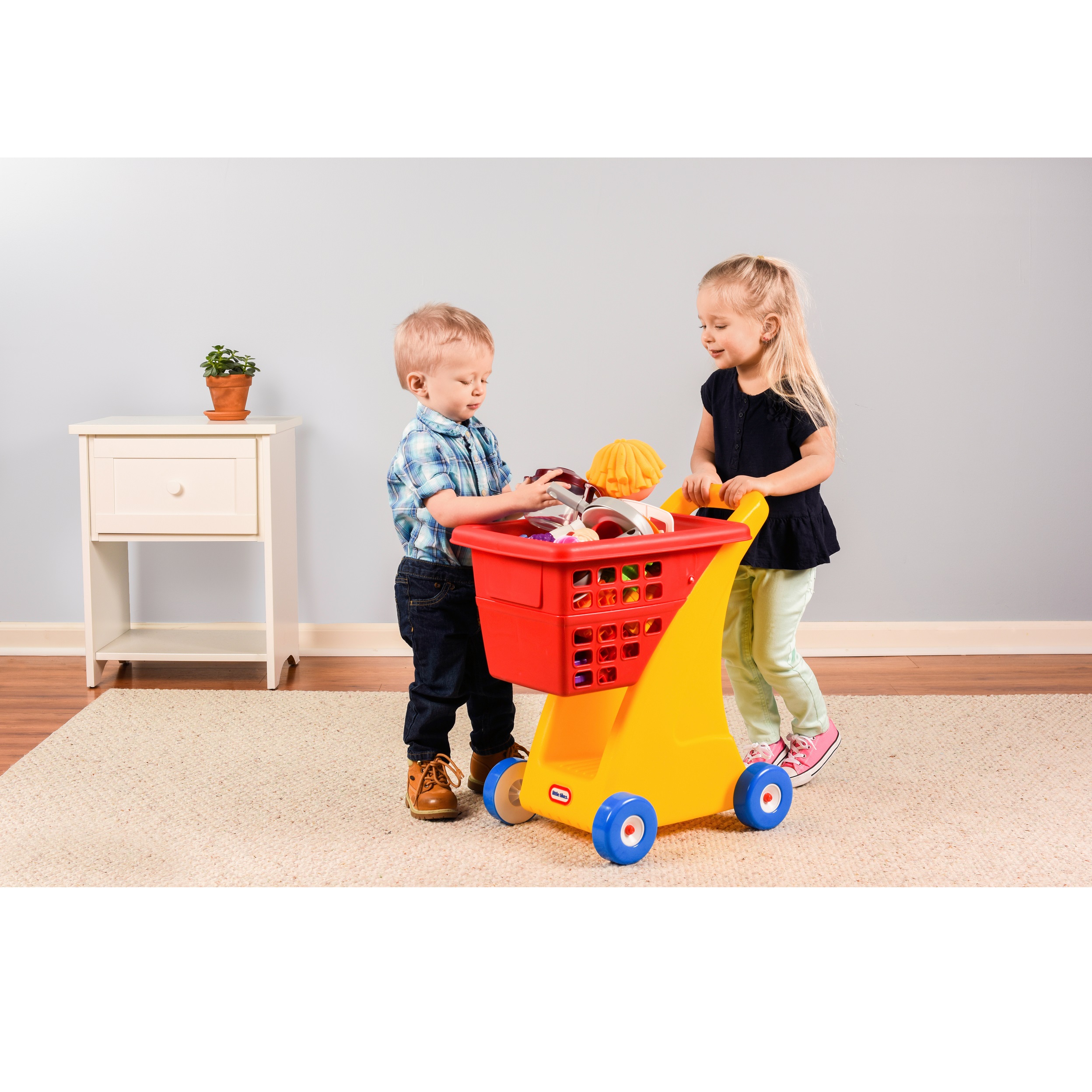 Little Tikes Toy Shopping Cart with Folding Seat, Multicolor, For Pretend Play Shopping Grocery Play Store for Kids Toddlers Girls Boys Ages 18+ months. - image 3 of 6