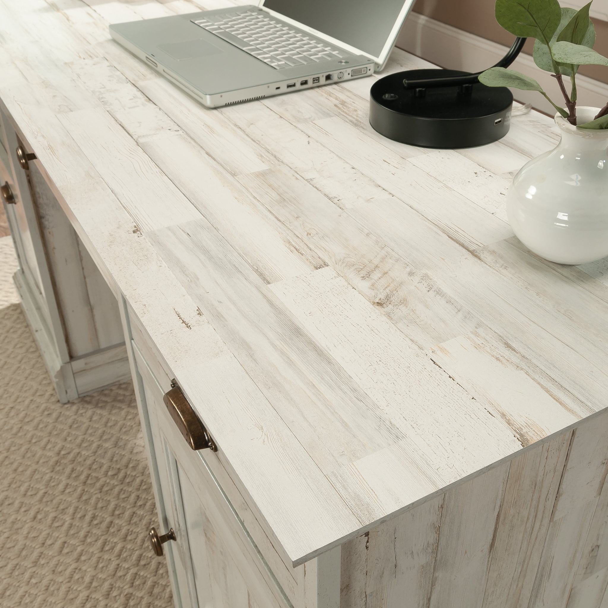Sauder Barrister Lane Executive Desk, White Plank Finish