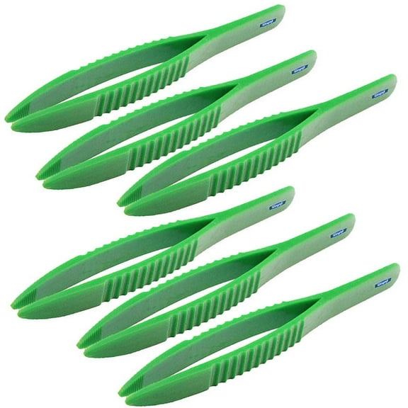 6 Pcs 5" Plastic Tweezers Non Conductive Jewelry Coin Stamp Handling Batteries