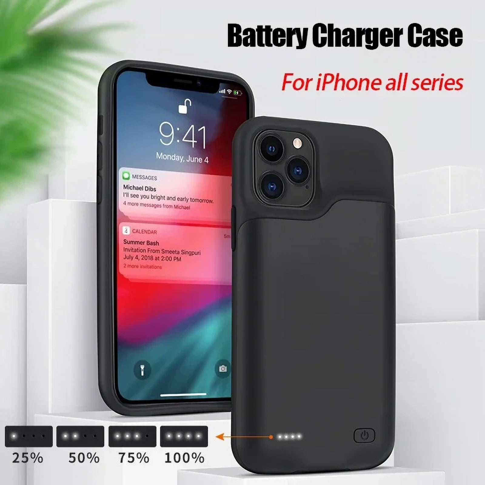 6500mAh Battery Charger Case for IPhone 11 12 13 14 Pro Max Charging Cover for IPhone XR Xs Max 6 6S 7 8 Plus Power Bank (For iPhone 12 promax)