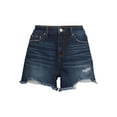 thumbnail image 5 of Time and Tru Women's High Rise Frayed Hem Vintage Denim Short, 5 of 5
