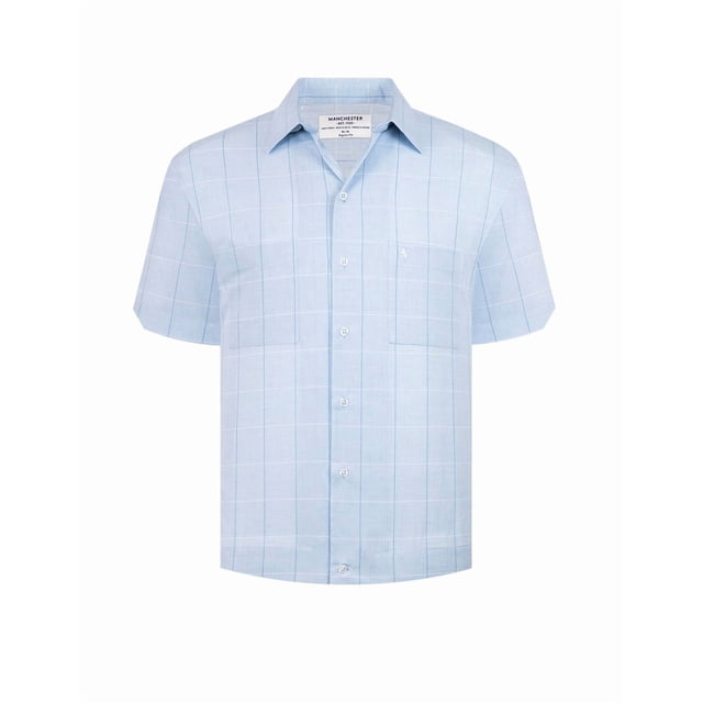 Manchester camisa casual manga larga de cuadros tartán con doble bolsillo