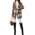thumbnail image 7 of HUBERY Women Lapel Neck Long Sleeve Checkered Print Pocket Cardigan, 7 of 7