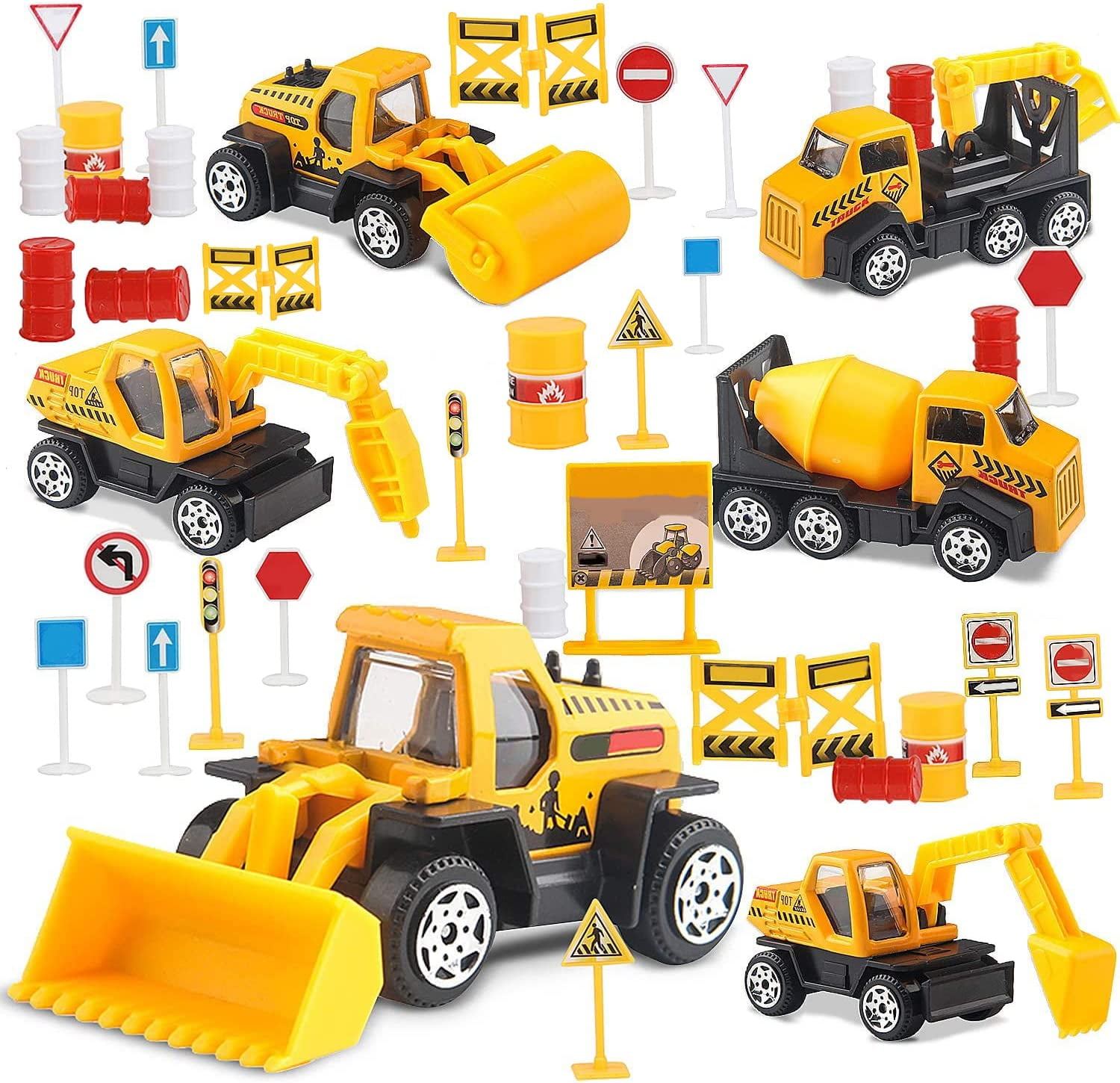 TOY Life 28 PCS Small Construction Toys, Mini Construction Vehicles