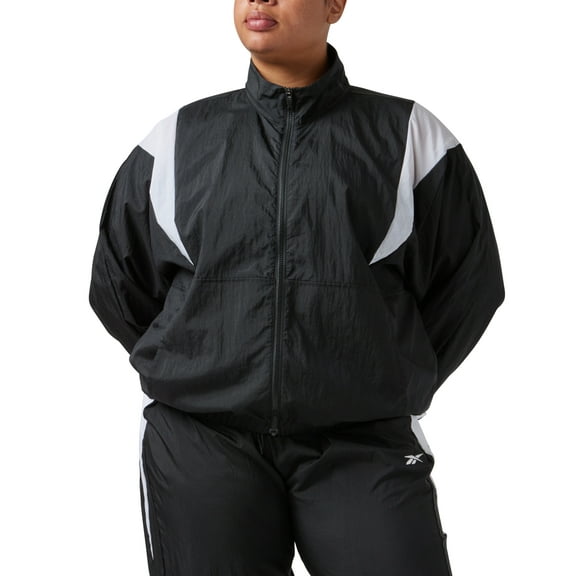 Reebok Women Windbreaker Coat Jacket  3XUS Black Solid